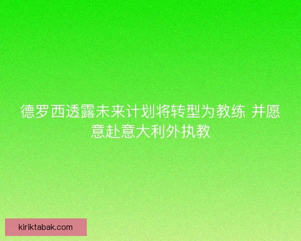 德罗西透露未来计划将转型为教练 并愿意赴意大利外执教 德罗西透露未来计划将转型为教练 并愿意赴意大利外执教