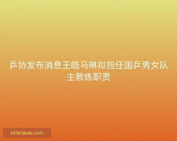 乒协发布消息王皓马琳拟担任国乒男女队主教练职责